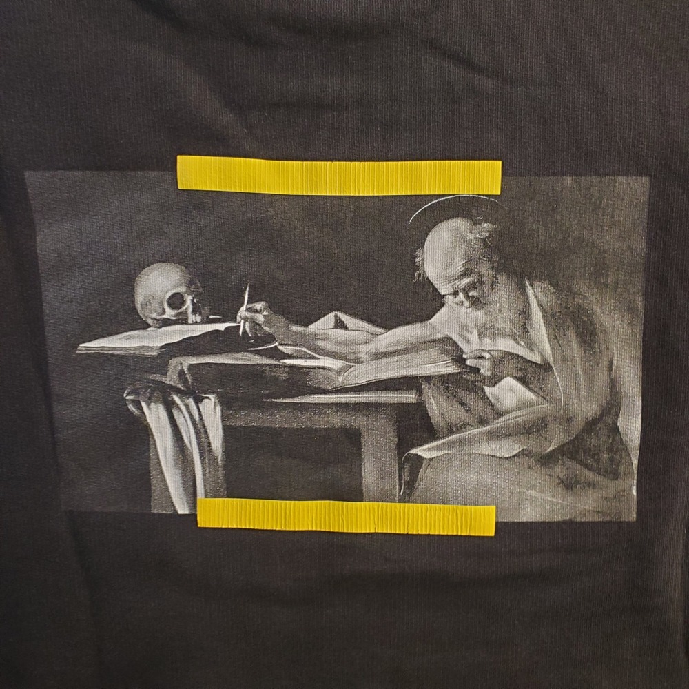 Off-White Caravaggio Saint Jerome Hooded Black Yellow Mens Large Streetwear - Picture 3 of 14